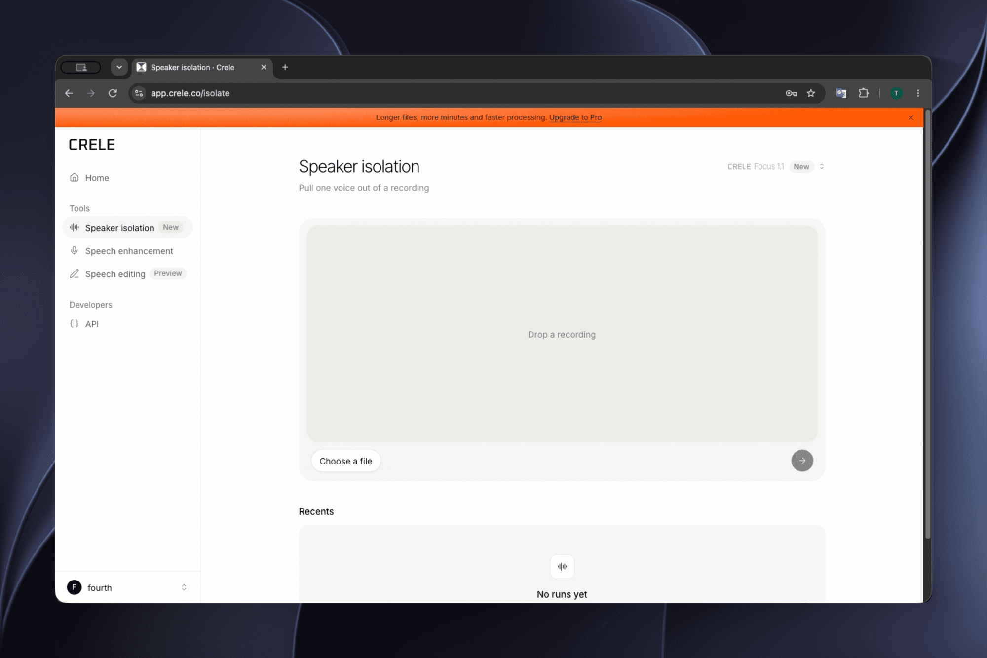 A street interview file added to Speaker isolation in the Crele app