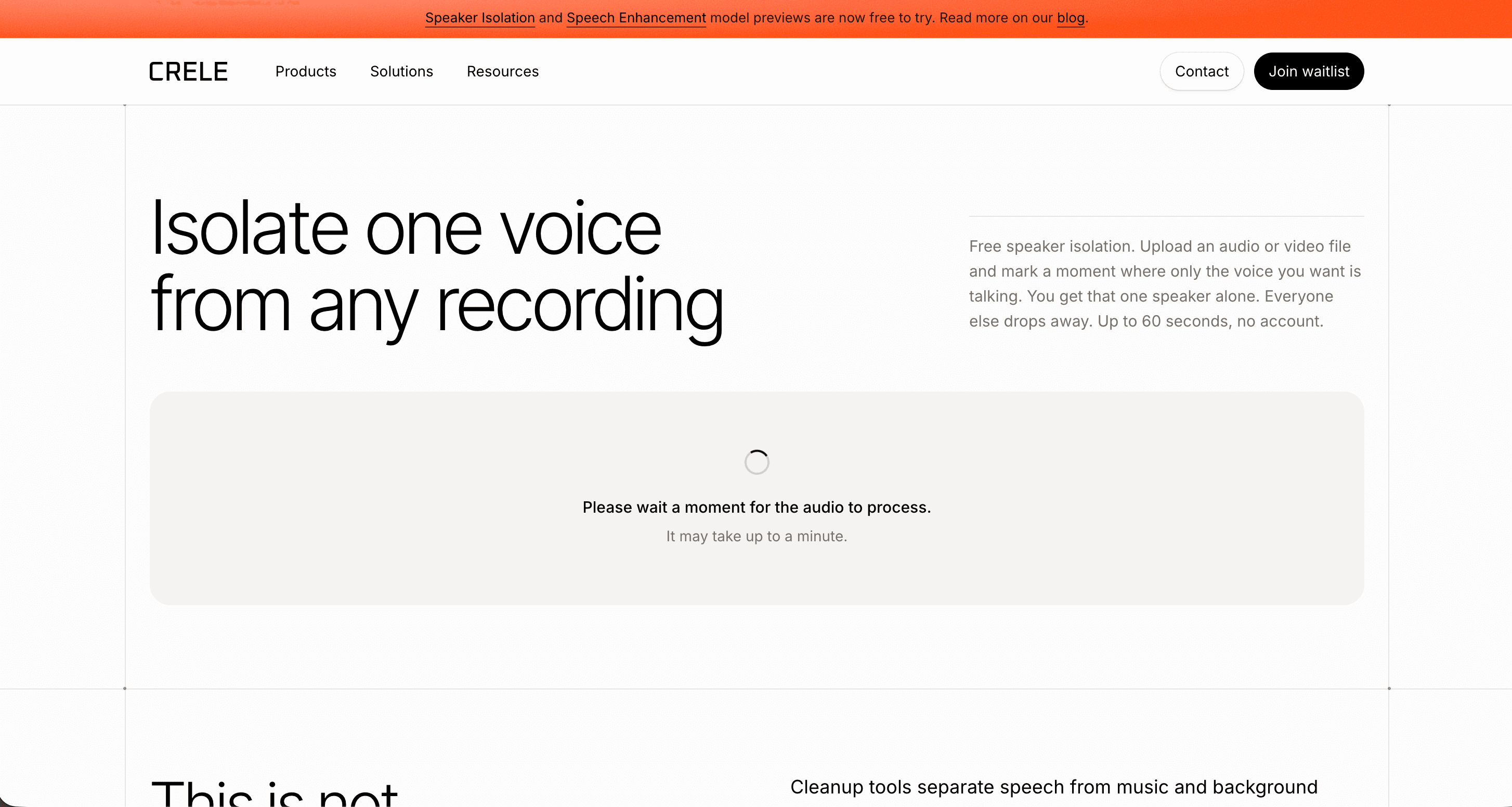 The tool processing the recording to isolate one speaker