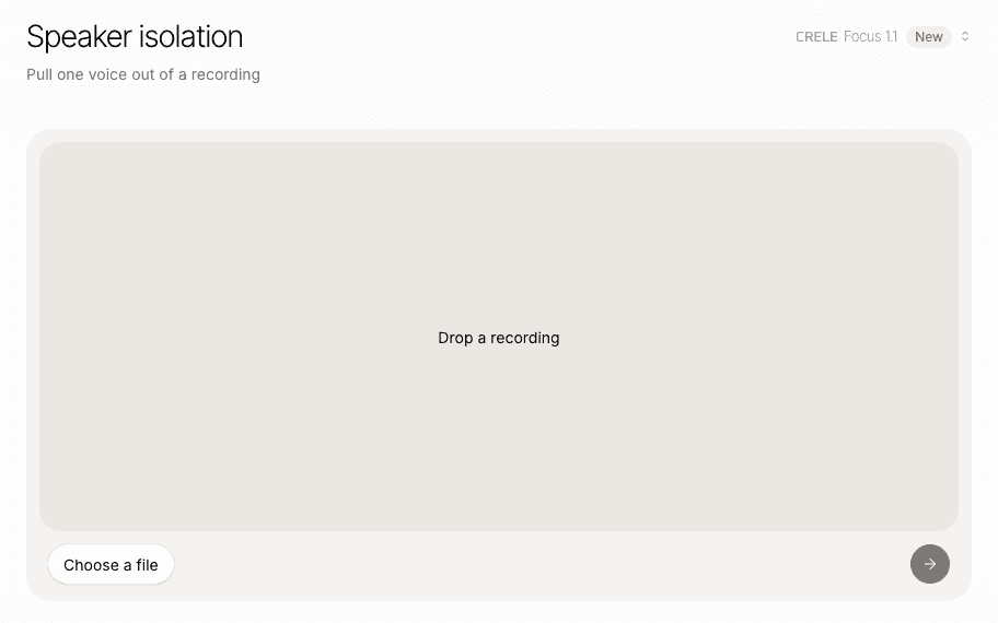 Speaker isolation in the Crele app, ready for a video